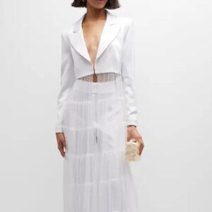 White Tulle Long Blazer (Alice + Olivia)